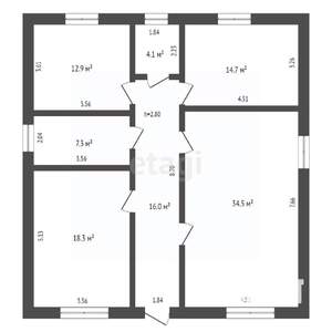 Дом 107м&sup2;, 1-этажный, участок 3 сот.  