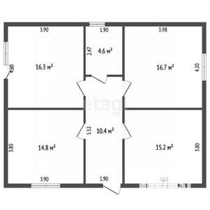 Дом 74м&sup2;, 1-этажный, участок 6 сот.  