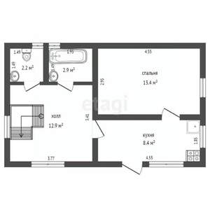 Дом 86м&sup2;, 2-этажный, участок 3 сот.  