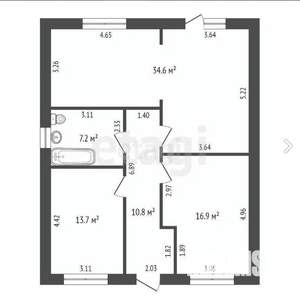 Дом 74м&sup2;, 1-этажный, участок 3 сот.  