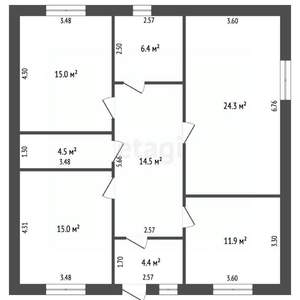 Дом 100м&sup2;, 1-этажный, участок 6 сот.  