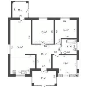 Дом 121м&sup2;, 1-этажный, участок 6 сот.  