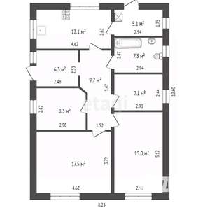 Дом 88м&sup2;, 1-этажный, участок 8 сот.  