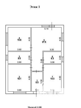 Дом 100м², 1-этажный, участок 5 сот.  