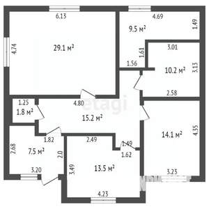 Дом 108м&sup2;, 1-этажный, участок 5 сот.  
