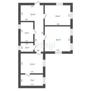 Дом 78м², 1-этажный, участок 6 сот.  