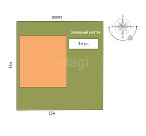 Дом 107м², 1-этажный, участок 3 сот.  