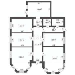 Дом 163м², 1-этажный, участок 6 сот.  