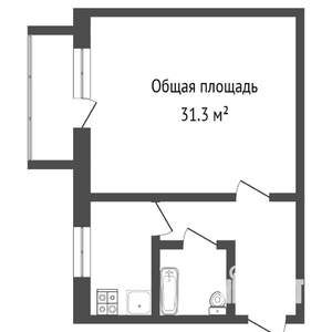 1-к квартира, на длительный срок, 31м2, 5/5 этаж