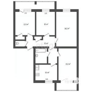 4-к квартира, вторичка, 75м2, 2/5 этаж