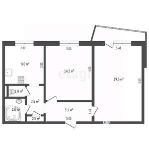 2-к квартира, вторичка, 53м2, 5/9 этаж