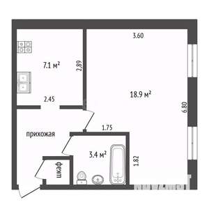 1-к квартира, вторичка, 35м2, 1/5 этаж