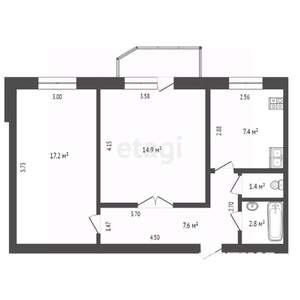 2-к квартира, вторичка, 51м2, 5/5 этаж