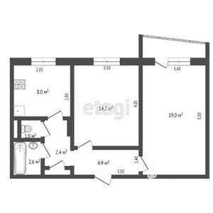 2-к квартира, вторичка, 67м2, 1/9 этаж