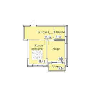 1-к квартира, вторичка, 41м2, 8/8 этаж