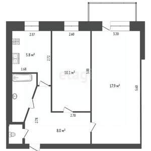 2-к квартира, вторичка, 46м2, 5/9 этаж