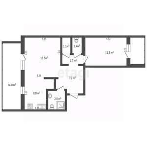 2-к квартира, вторичка, 64м2, 1/10 этаж