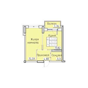 1-к квартира, вторичка, 37м2, 6/8 этаж