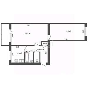 2-к квартира, вторичка, 44м2, 5/5 этаж