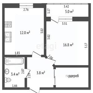 1-к квартира, вторичка, 33м2, 4/10 этаж