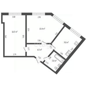 2-к квартира, вторичка, 59м2, 1/3 этаж