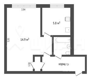 1-к квартира, вторичка, 29м2, 1/5 этаж