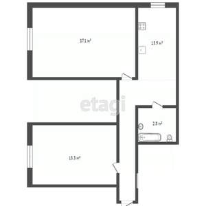 2-к квартира, вторичка, 47м2, 1/5 этаж