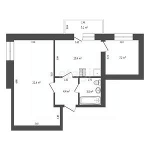 1-к квартира, вторичка, 49м2, 10/10 этаж