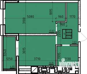 1-к квартира, строящийся дом, 44м2, 5/14 этаж
