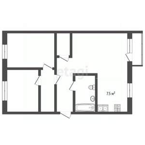 2-к квартира, вторичка, 62м2, 2/6 этаж
