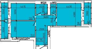 2-к квартира, строящийся дом, 78м2, 7/9 этаж