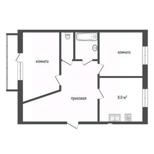 2-к квартира, вторичка, 51м2, 3/5 этаж