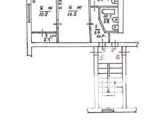 2-к квартира, вторичка, 43м2, 3/5 этаж