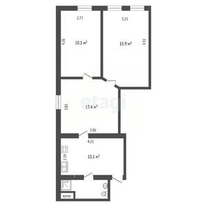 3-к квартира, вторичка, 53м2, 1/2 этаж