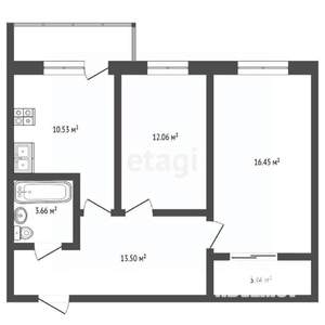 2-к квартира, вторичка, 60м2, 2/3 этаж