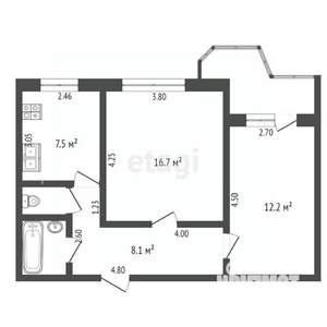2-к квартира, вторичка, 48м2, 8/9 этаж