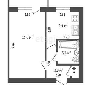 1-к квартира, вторичка, 32м2, 4/5 этаж