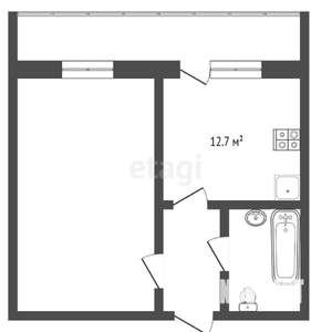 1-к квартира, вторичка, 38м2, 1/7 этаж