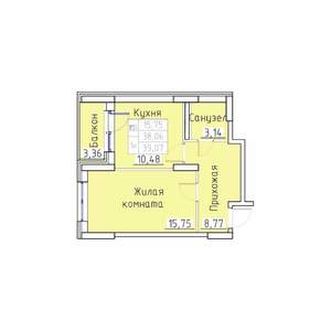 1-к квартира, вторичка, 39м2, 6/8 этаж