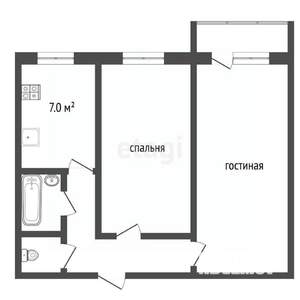 2-к квартира, вторичка, 52м2, 9/9 этаж