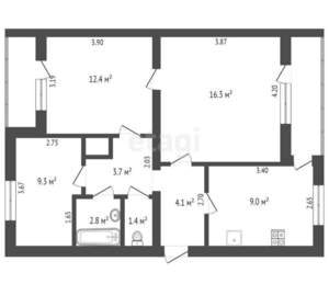 3-к квартира, вторичка, 64м2, 4/9 этаж
