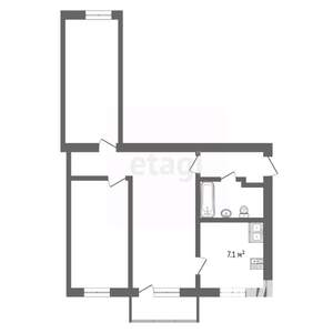 3-к квартира, вторичка, 55м2, 4/5 этаж