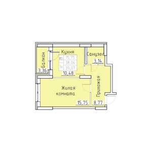 1-к квартира, вторичка, 39м2, 5/8 этаж