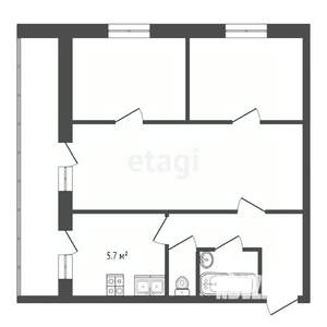 3-к квартира, вторичка, 55м2, 1/4 этаж