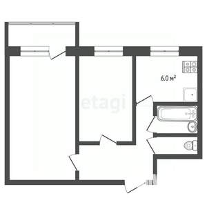 2-к квартира, вторичка, 43м2, 3/9 этаж