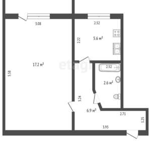 1-к квартира, вторичка, 31м2, 2/5 этаж