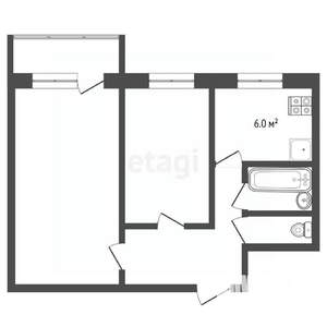 2-к квартира, вторичка, 43м2, 3/9 этаж