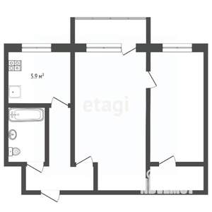 2-к квартира, вторичка, 45м2, 3/5 этаж