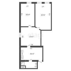 3-к квартира, вторичка, 53м2, 1/2 этаж