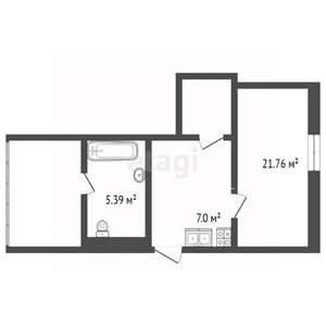 1-к квартира, вторичка, 30м2, 1/2 этаж